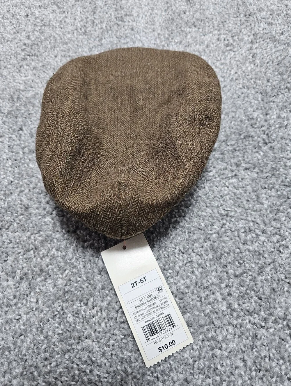 Boys Brown Tweed Flat Cap Size 2T - 5T